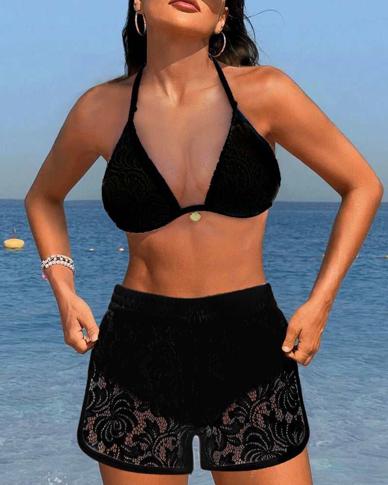 Marta - Elegante conjunto de bikini de renda unicolor