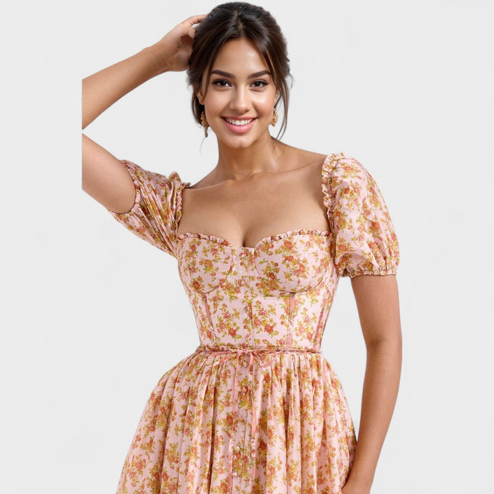 Clara  - Vestido Floral Coral
