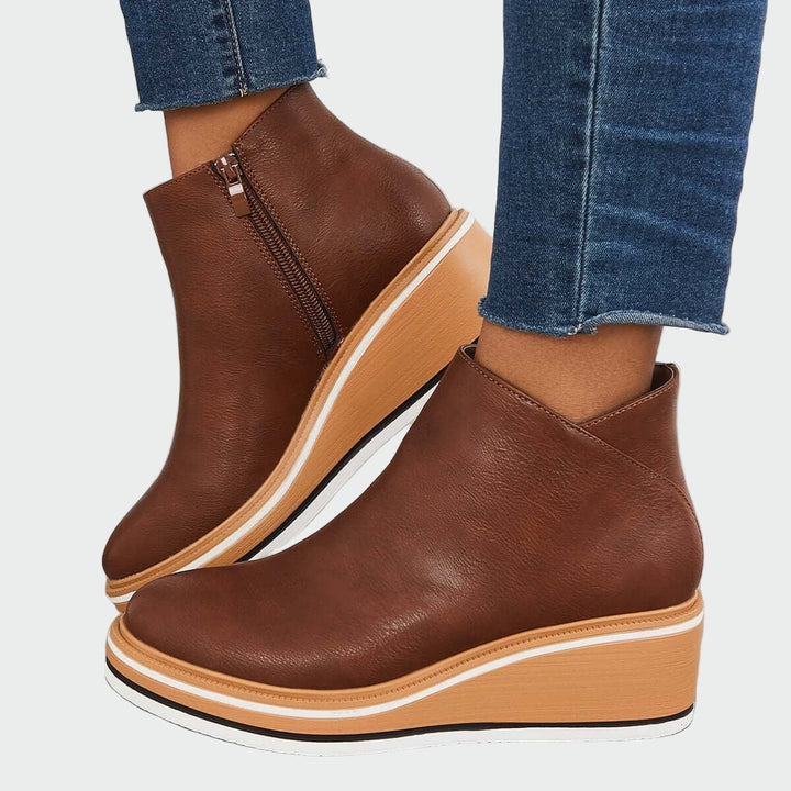 Sara - Botins de couro ortopédicos