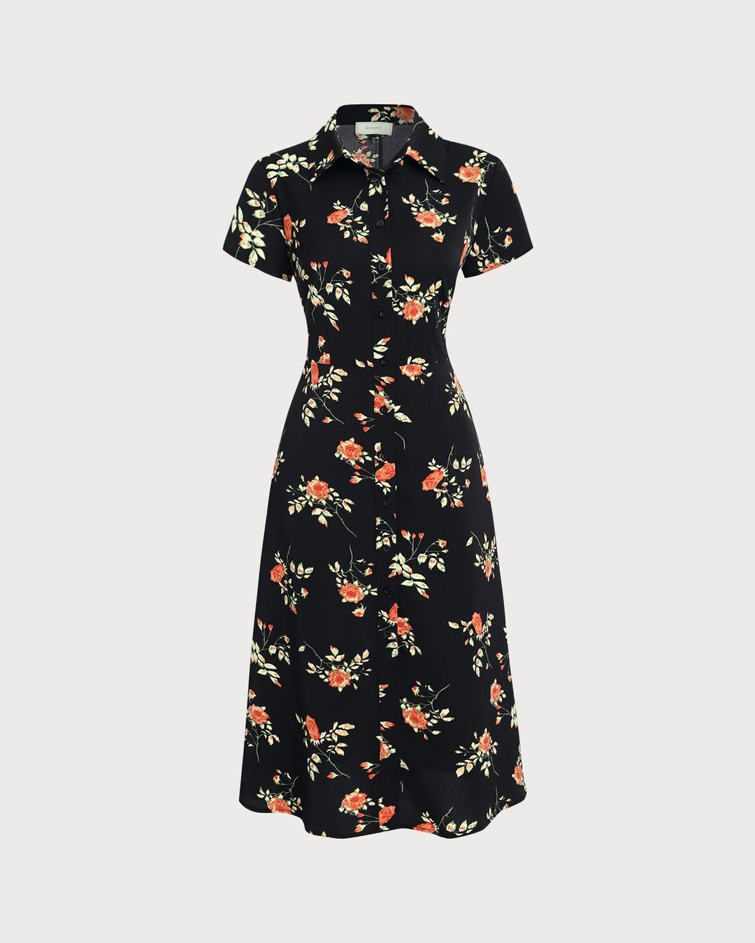 Glória - Vestido Midi Floral Preto