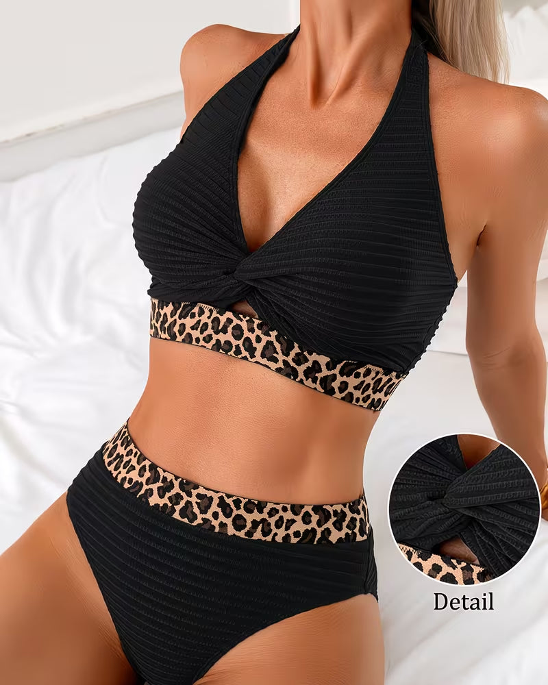 Valentina - Biquíni com padrão de leopardo e blocos de cor