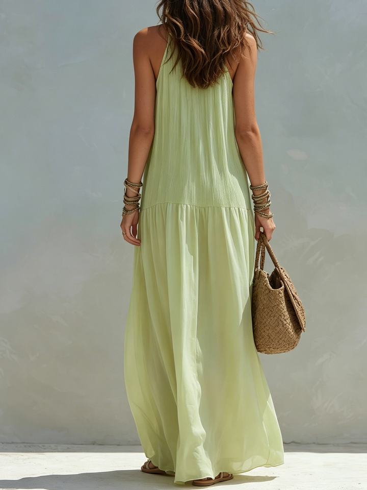 Lívia - Maxi Vestido Boho Verde Pistácio