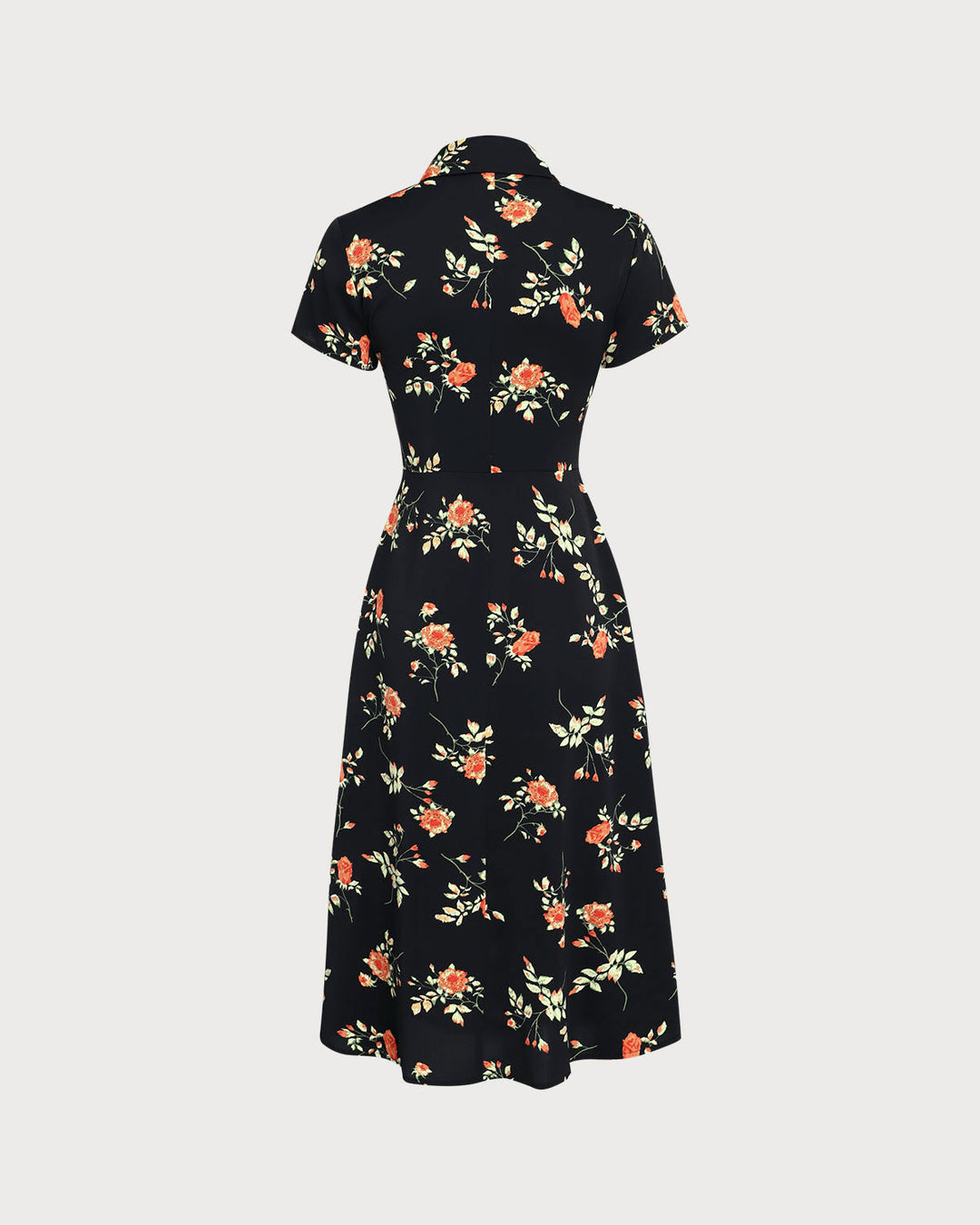 Glória - Vestido Midi Floral Preto