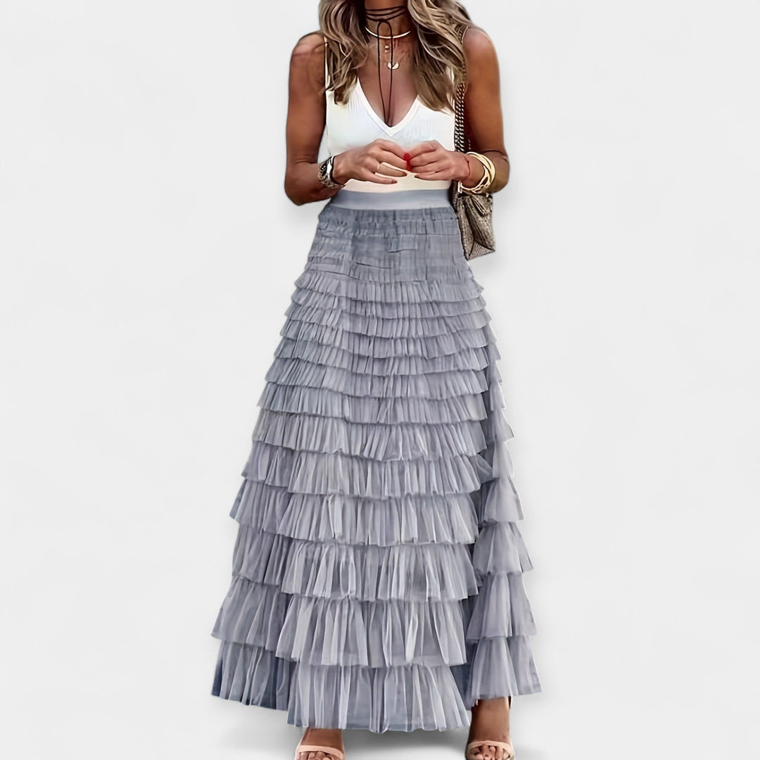Martina - Saia Boho com Acabamento de Cetim