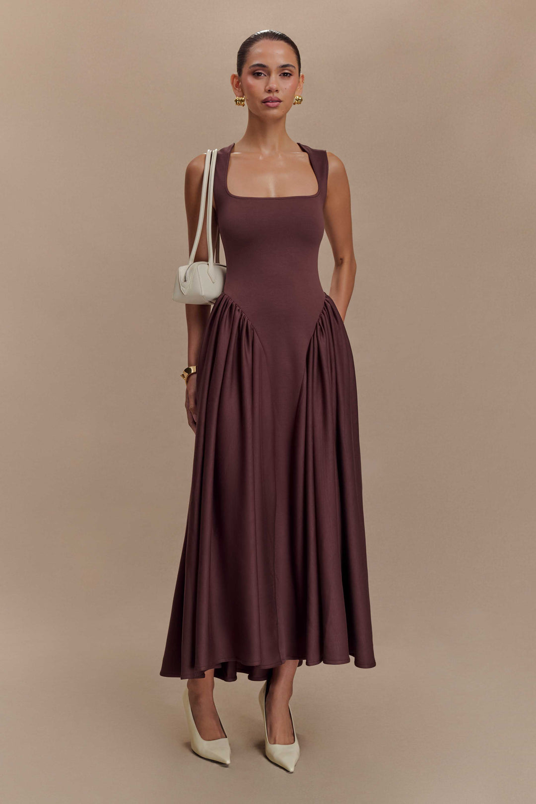 Sara - Vestido em malha castanho