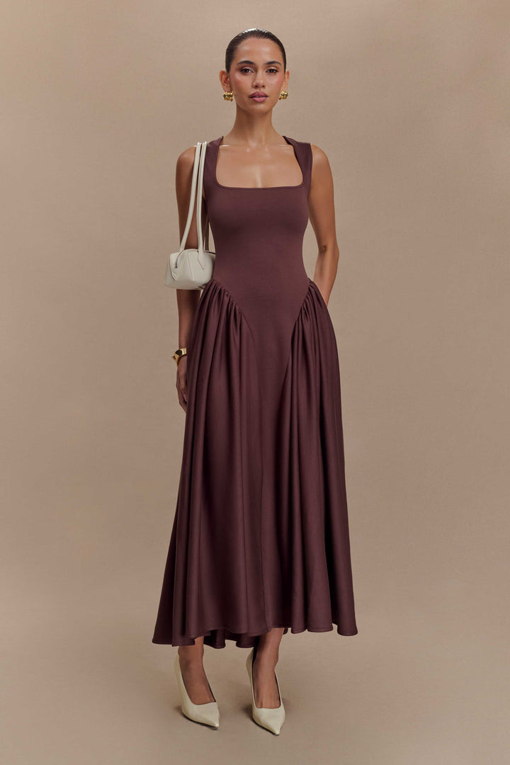 Sara - Vestido em malha castanho