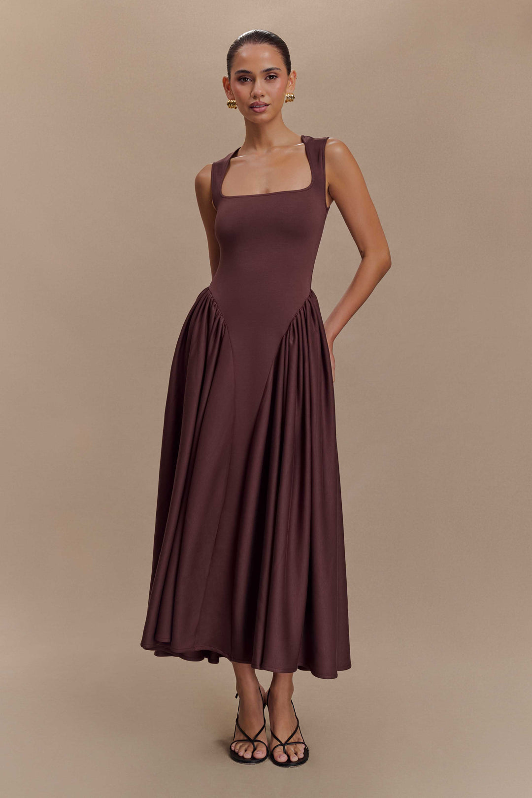 Sara - Vestido em malha castanho