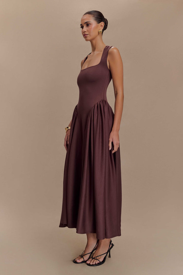Sara - Vestido em malha castanho