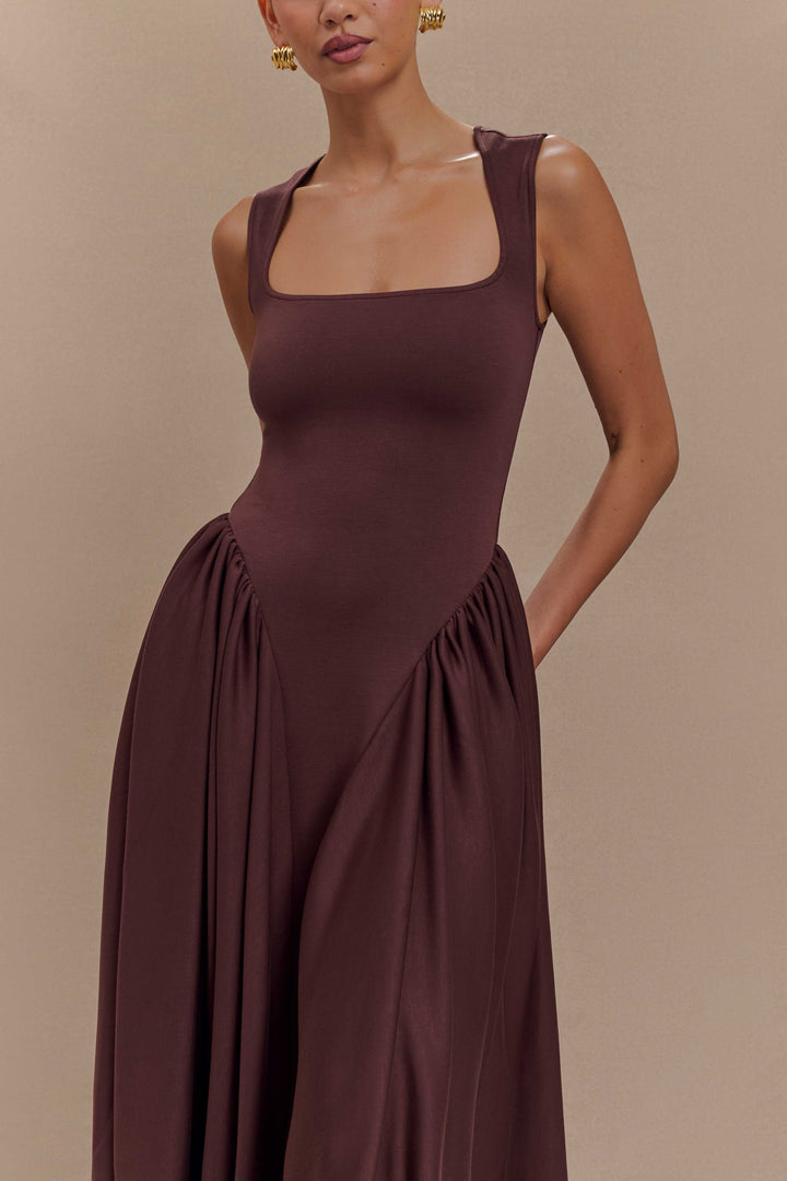 Sara - Vestido em malha castanho