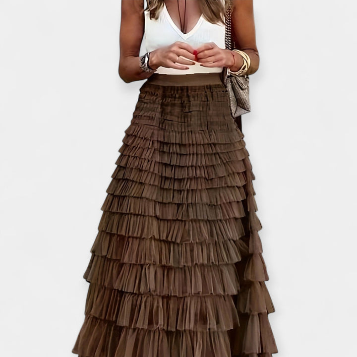 Martina - Saia Boho com Acabamento de Cetim