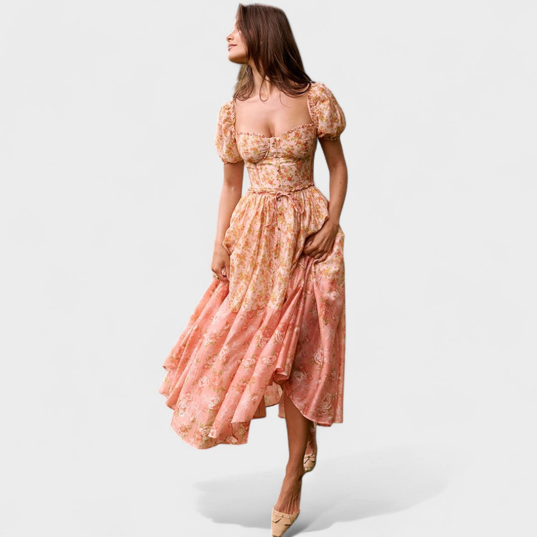 Clara  - Vestido Floral Coral