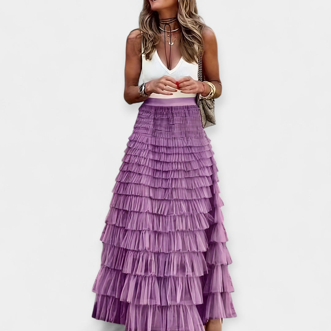 Martina - Saia Boho com Acabamento de Cetim