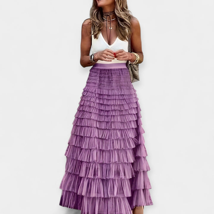 Martina - Saia Boho com Acabamento de Cetim