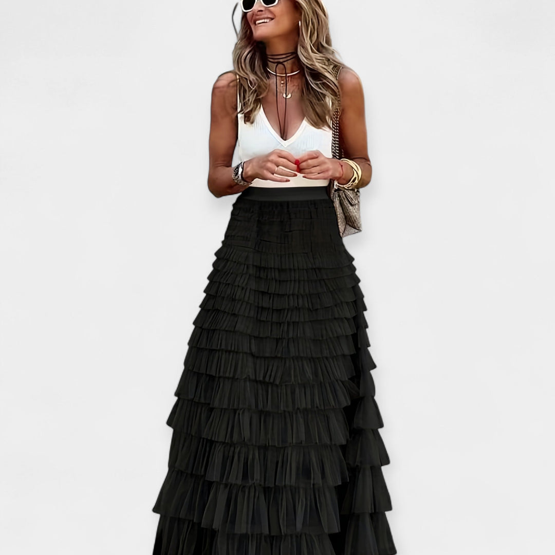 Martina - Saia Boho com Acabamento de Cetim