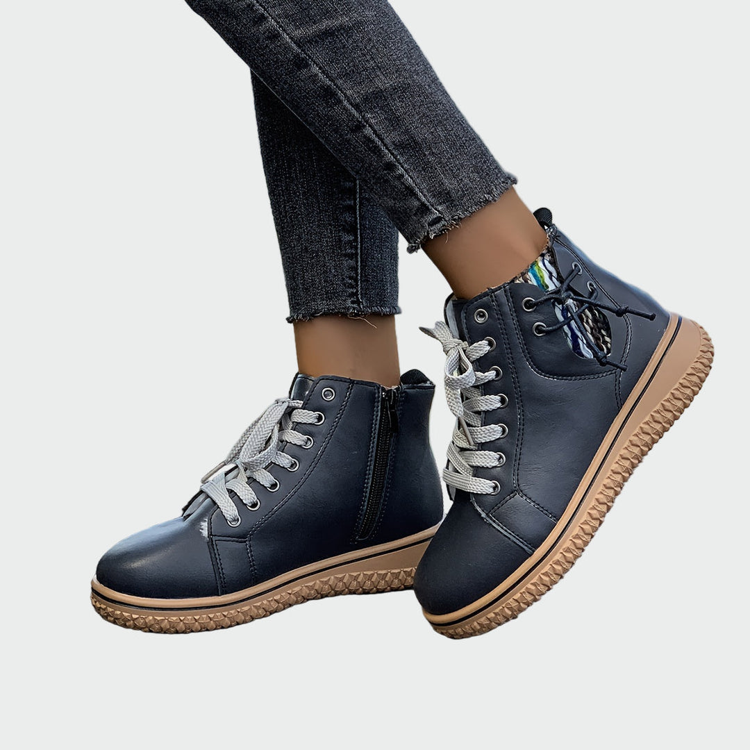 Clara - Botas de couro ortopédicas de cano baixo