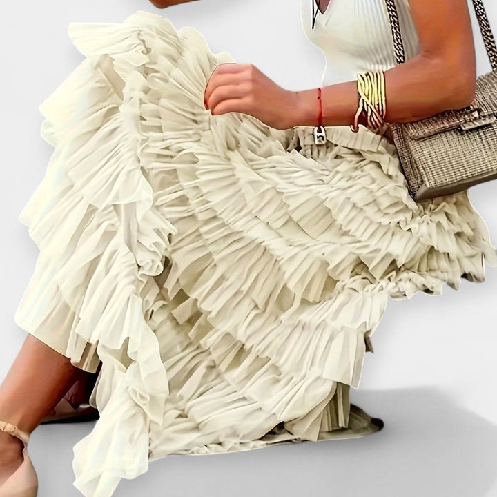 Martina - Saia Boho com Acabamento de Cetim