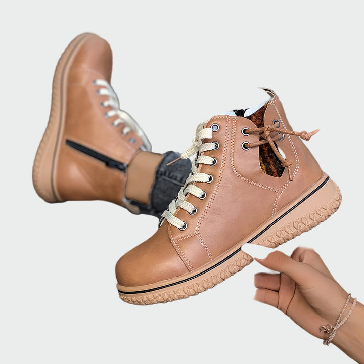 Clara - Botas de couro ortopédicas de cano baixo