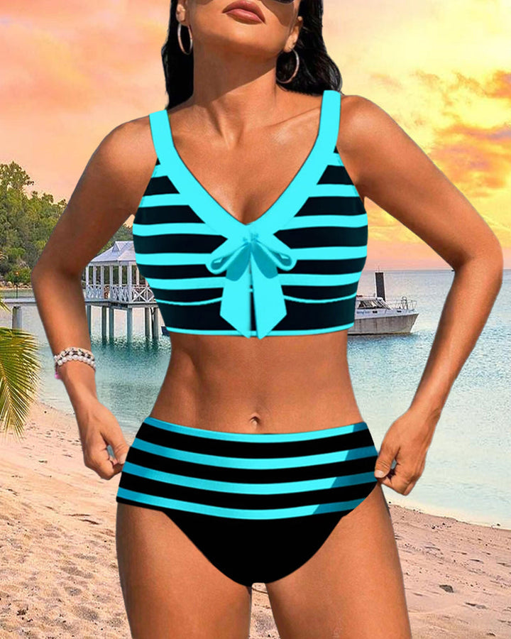 Laura - Bikini Listrado de Cintura Alta