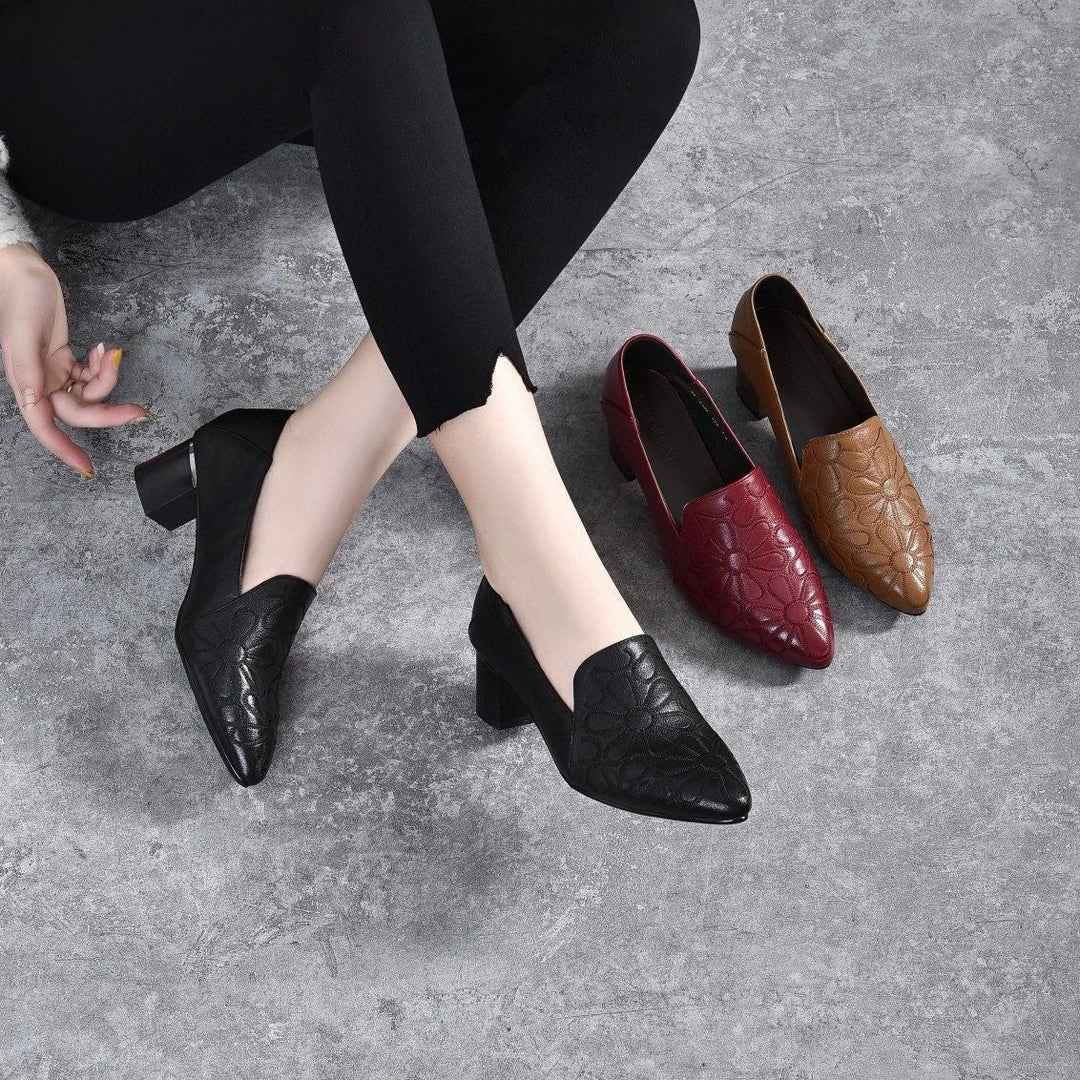 Olene - Sapatos salto vegan bordado