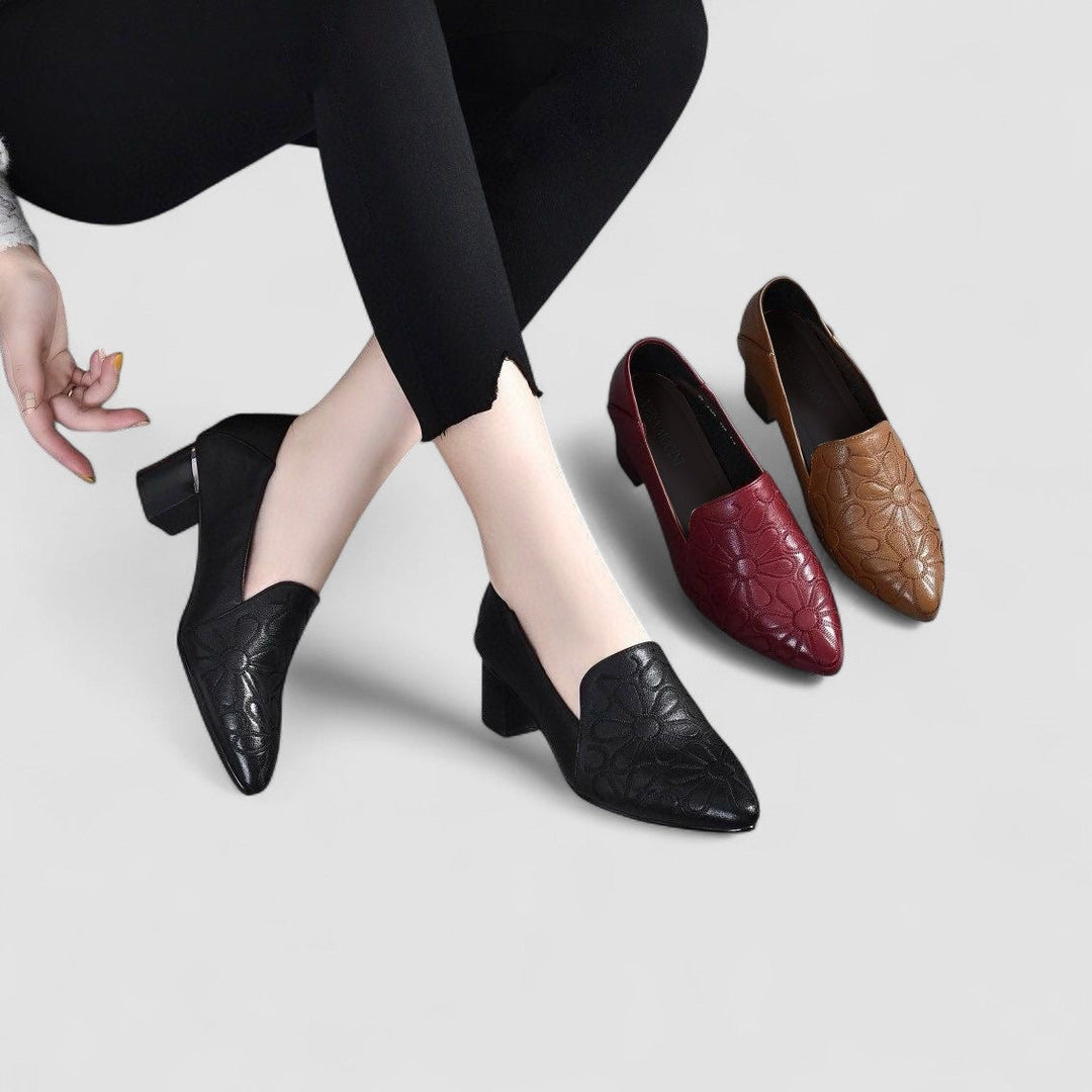 Olene - Sapatos salto vegan bordado