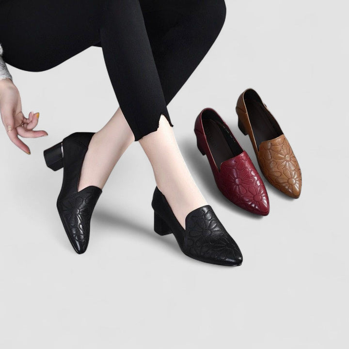 Olene - Sapatos salto vegan bordado