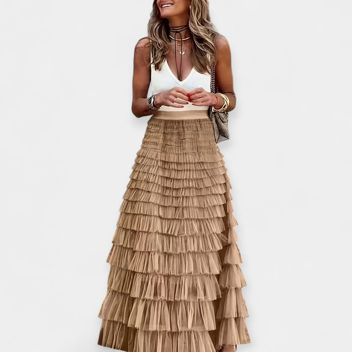Martina - Saia Boho com Acabamento de Cetim