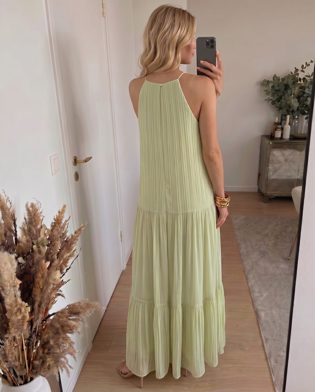 Lívia - Maxi Vestido Boho Verde Pistácio