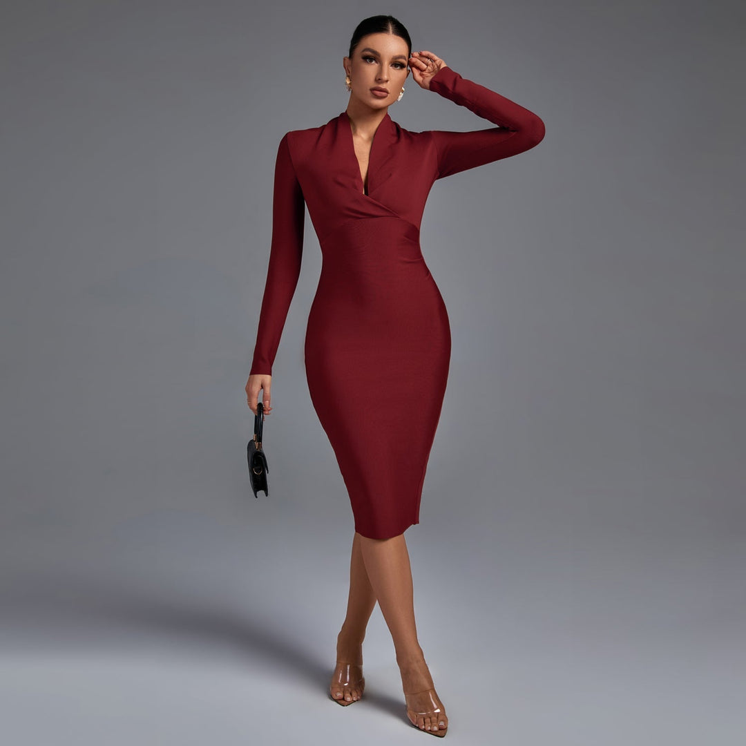 Samara - Vestido Midi de Manga Comprida