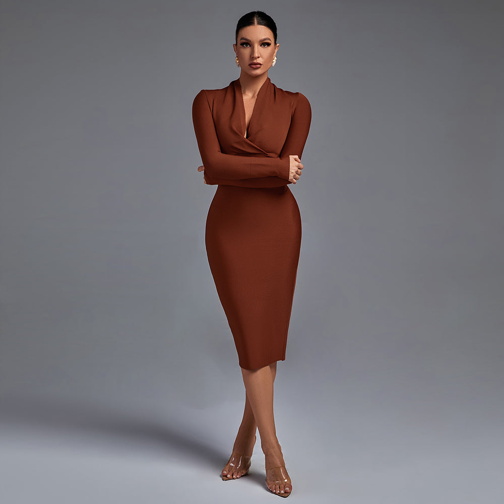 Samara - Vestido Midi de Manga Comprida