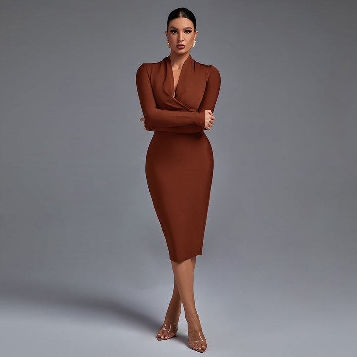 Samara - Vestido Midi de Manga Comprida