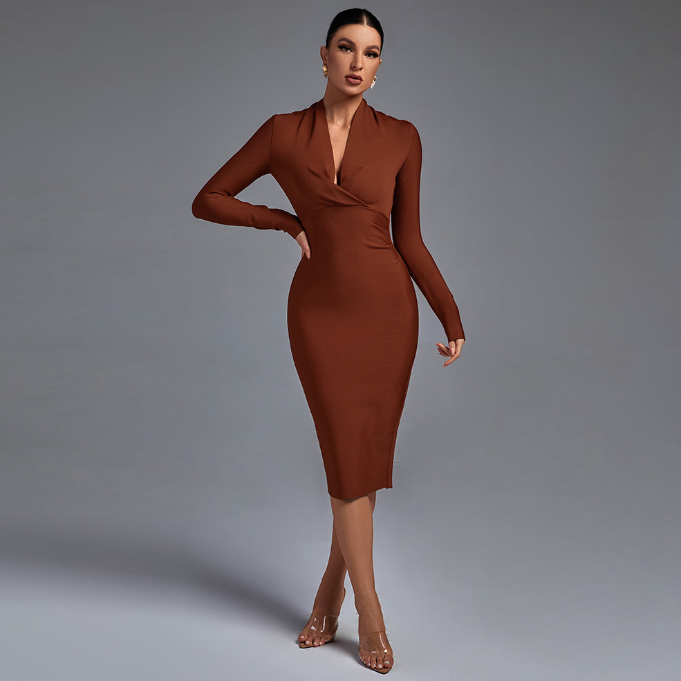Samara - Vestido Midi de Manga Comprida