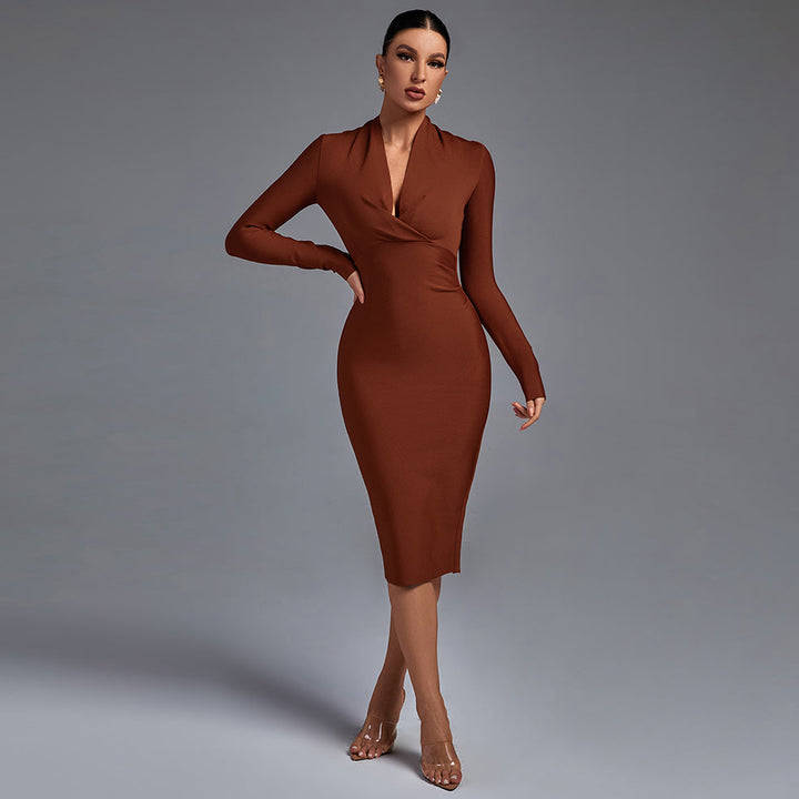 Samara - Vestido Midi de Manga Comprida