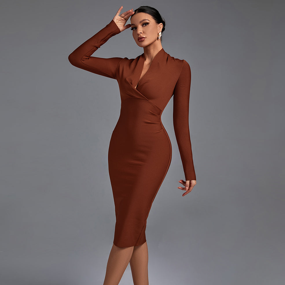 Samara - Vestido Midi de Manga Comprida