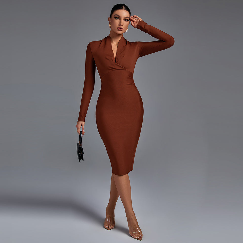 Samara - Vestido Midi de Manga Comprida