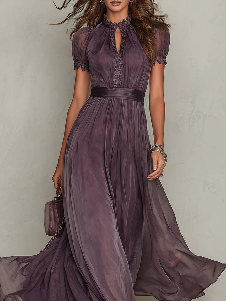 Flávia - Vestido longo roxo com decote
