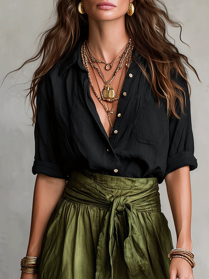Vera - Conjunto Elegance Preto & Verde Oliva