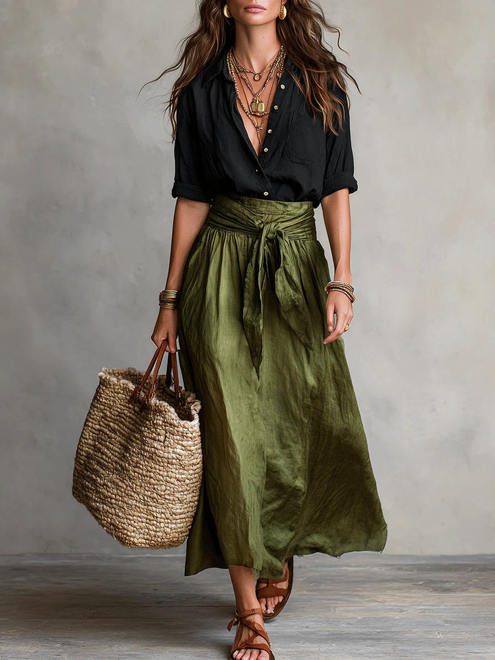 Vera - Conjunto Elegance Preto & Verde Oliva