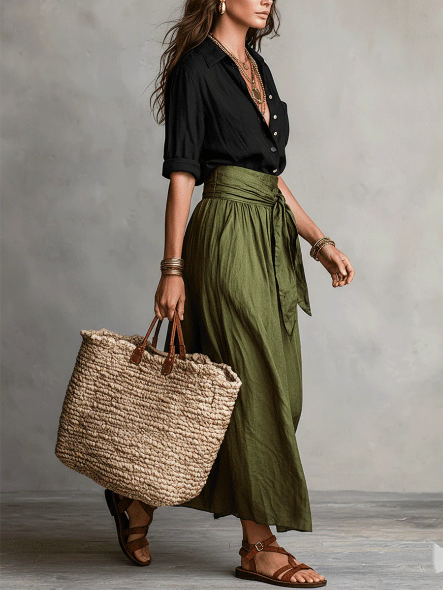Vera - Conjunto Elegance Preto & Verde Oliva