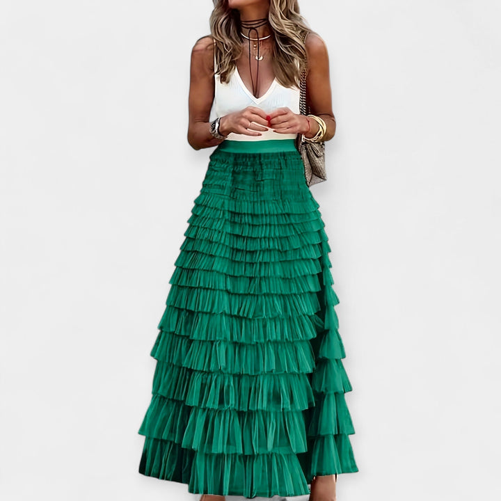 Martina - Saia Boho com Acabamento de Cetim