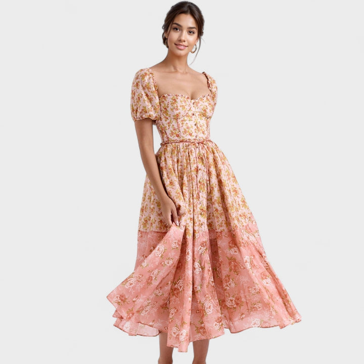 Clara  - Vestido Floral Coral