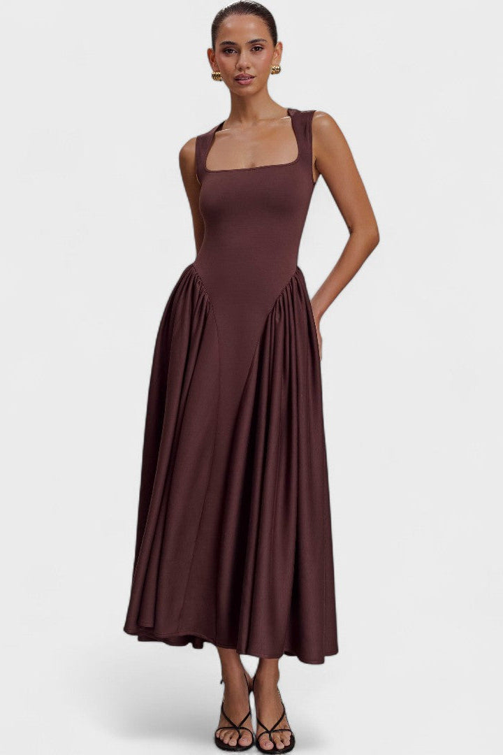 Sara - Vestido em malha castanho
