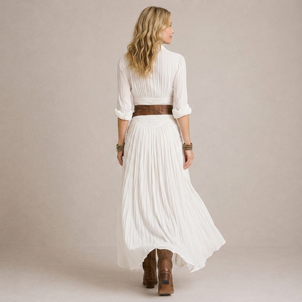 Olívia - Vestido Longo Com Gola