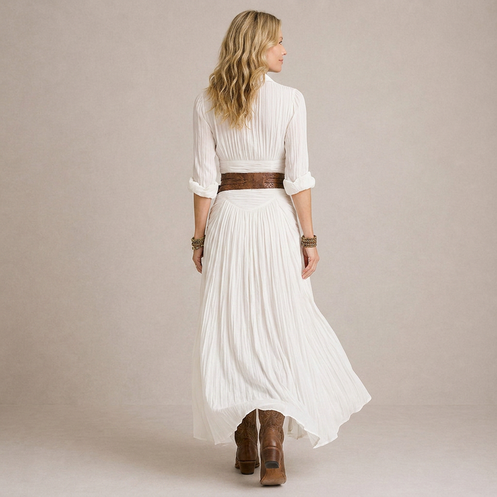 Olívia - Vestido Longo Com Gola