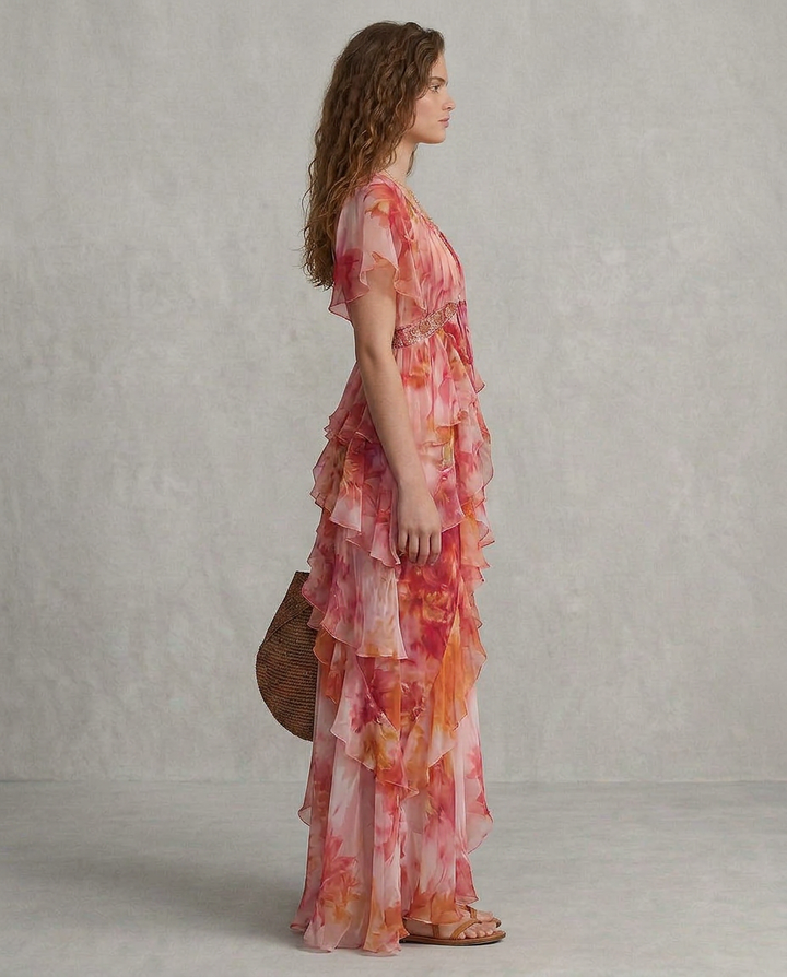 Beatriz - Vestido Boho Floral com Babados