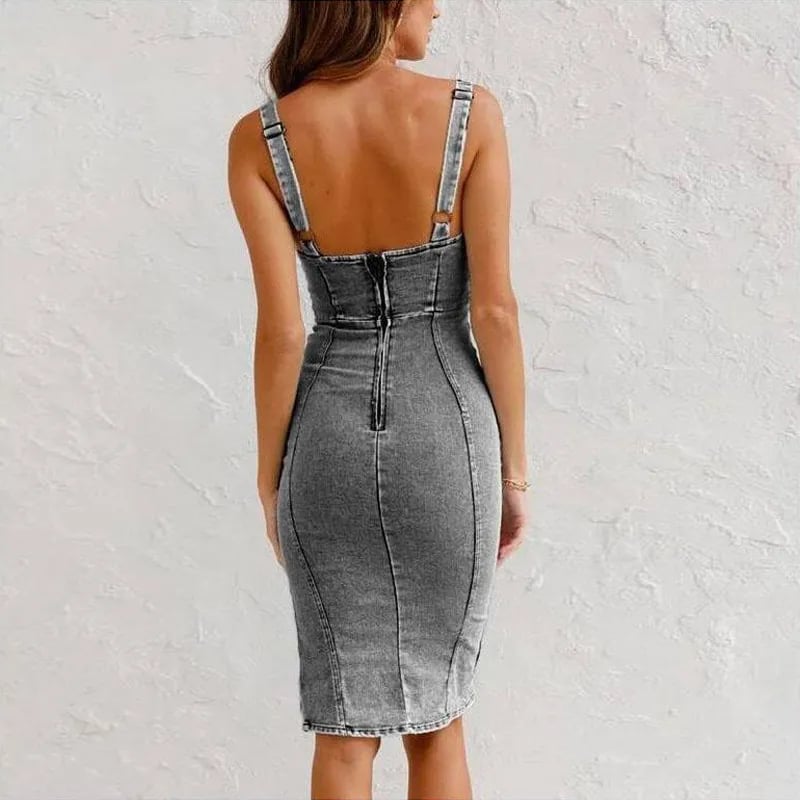 Mona - Vestido de ganga curto