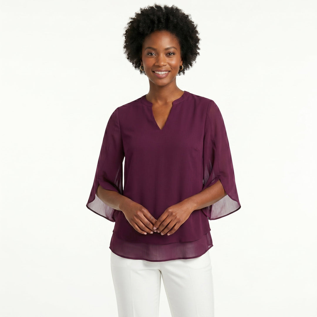 Francisca - Blusa com Mangas de Folhos