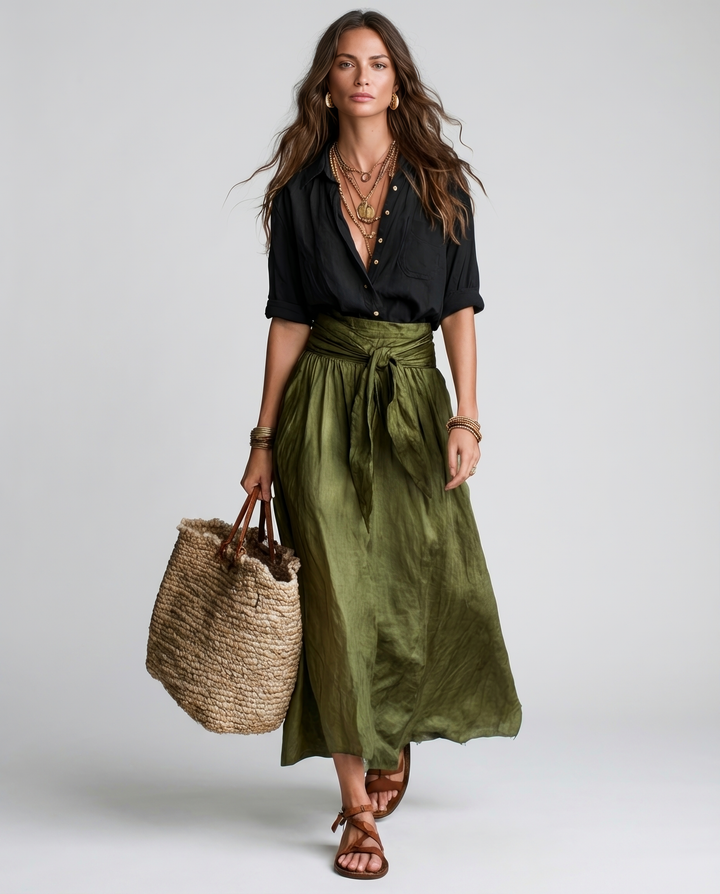 Vera - Conjunto Elegance Preto & Verde Oliva