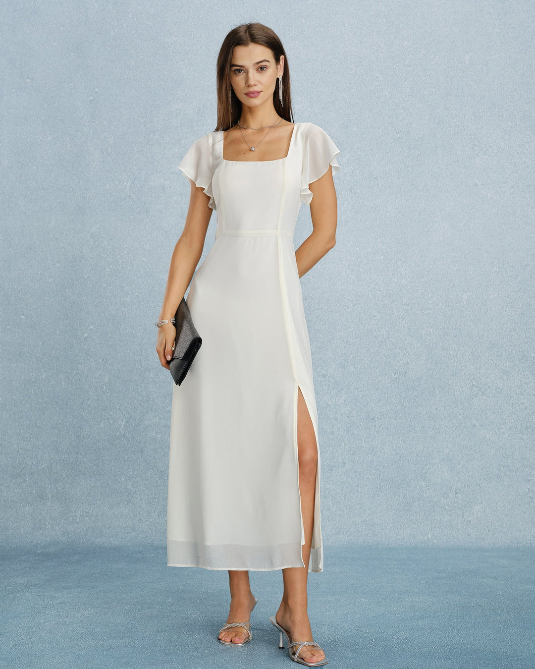 Liliana - Vestido Longo com Decote Quadrado