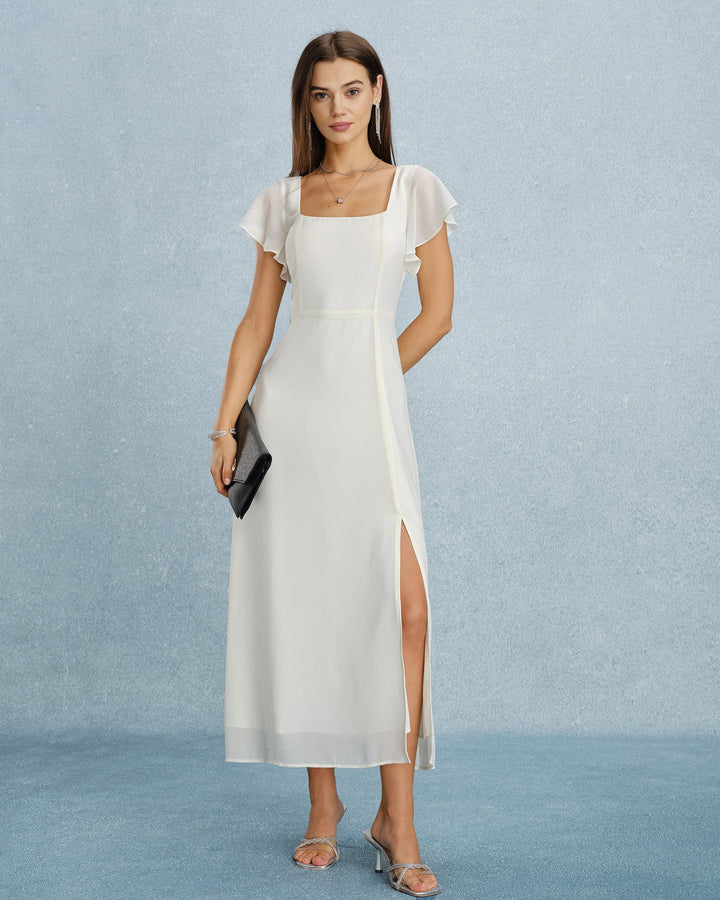 Liliana - Vestido Longo com Decote Quadrado