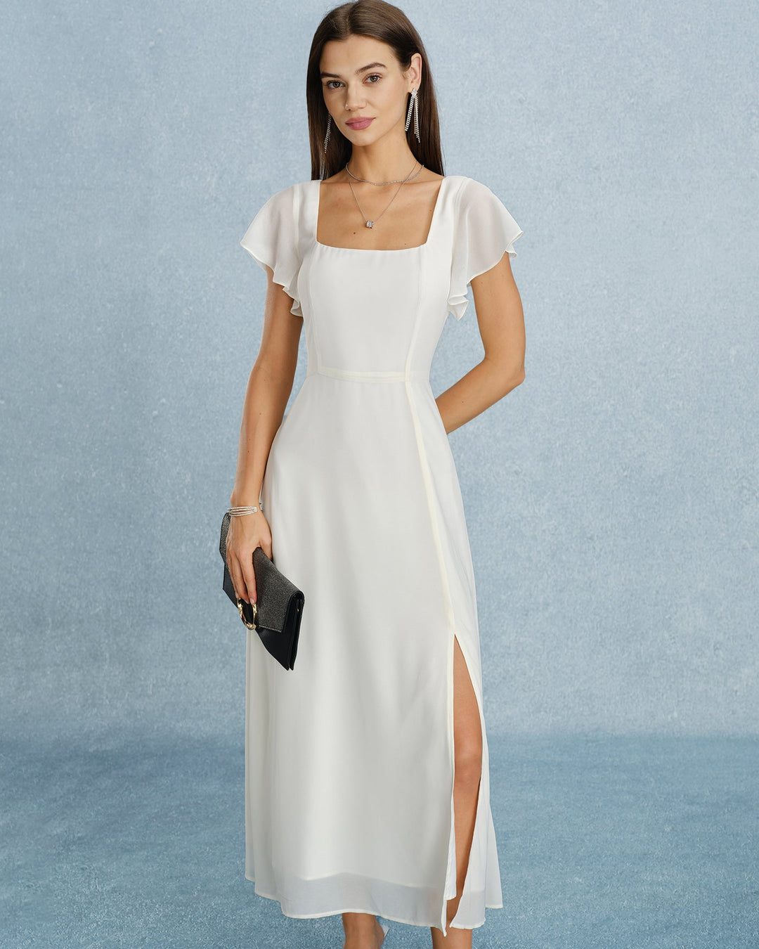 Liliana - Vestido Longo com Decote Quadrado